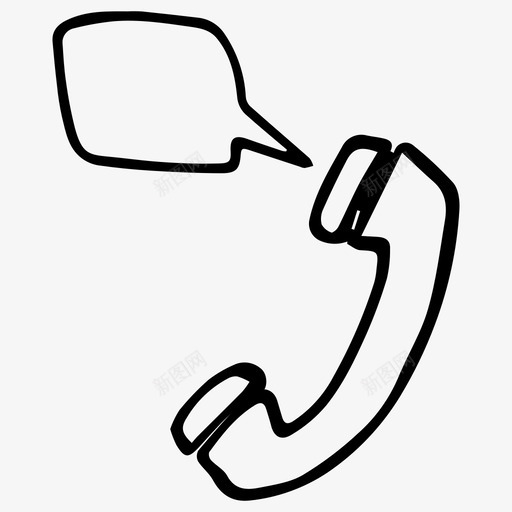 电话交谈通话涂鸦图标svg_新图网 https://ixintu.com 交谈 手机 涂鸦 电话 素描 通话