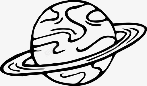 土星手绘行星图标图标