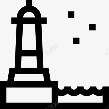 灯塔景观60线性图标图标