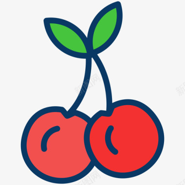 樱桃水果和蔬菜36线形颜色图标图标