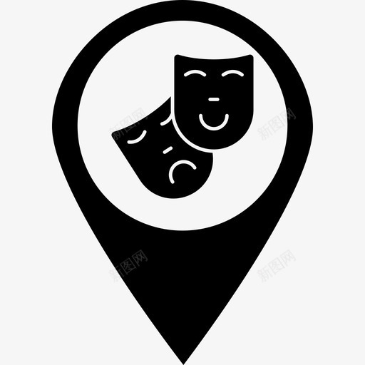 剧院地图面具图标svg_新图网 https://ixintu.com v30 剧院 图钉 地图 电影 面具