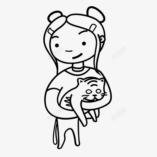 猫爱女孩太空面包图标svg_新图网 https://ixintu.com 太空 女孩 拥抱 猫爱 面包