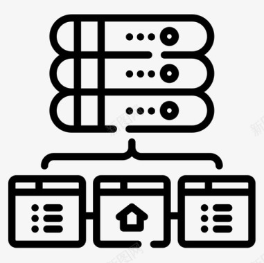 数据库网络托管36线性图标图标