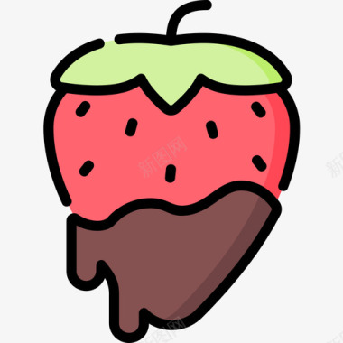 草莓甜点和糖果8线性颜色图标图标