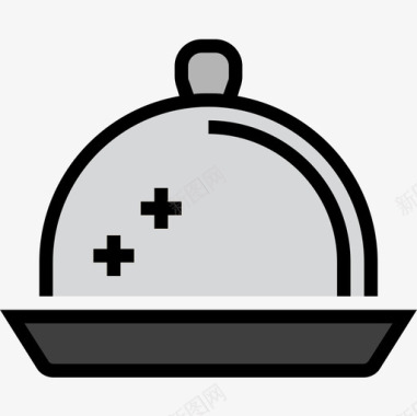 托盘厨房和炊具4线性颜色图标图标
