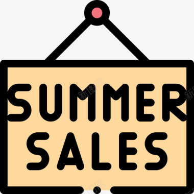 夏季销售夏季销售11线性颜色图标图标
