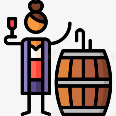 酒桶42号酒吧线形颜色图标图标