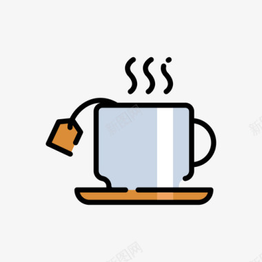 热茶饮料20线性颜色图标图标