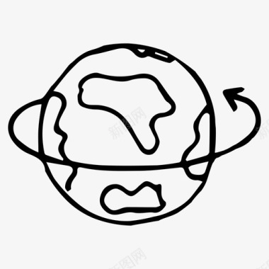 环绕地球涂鸦行星图标图标
