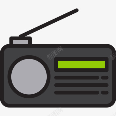 收音机ui35线性颜色图标图标