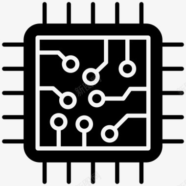 微处理器计算机芯片集成电路图标图标
