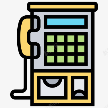电话自动售货机4线性彩色图标图标