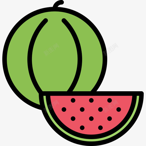 西瓜水果和蔬菜41彩色图标svg_新图网 https://ixintu.com 彩色 水果和蔬菜41 西瓜