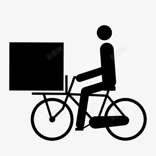 自行车运送黑色大盒子方形在自行车前面图标svg_新图网 https://ixintu.com 前面 大的 巨大 方形 男人 盒子 自行车 运送 递送 黑色