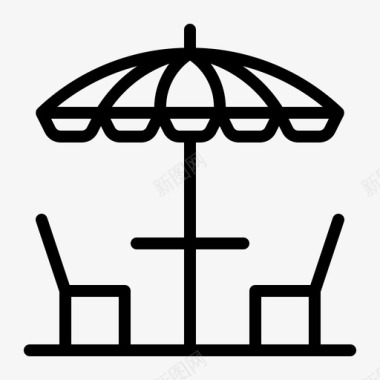 沙滩伞夏天遮阳伞图标图标