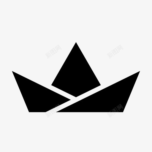 黑色纸船漂浮折纸折纸图标svg_新图网 https://ixintu.com 折纸 漂浮 符号 纸船 黑色