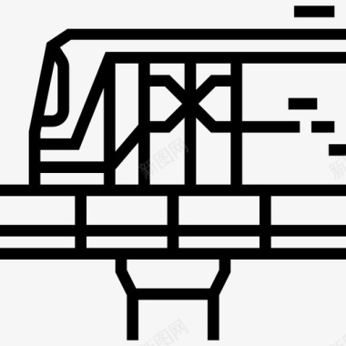 火车曼谷标志和地标轮廓图标图标