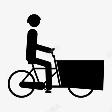 带头盔的黑色载货自行车自行车运送安全第一图标图标