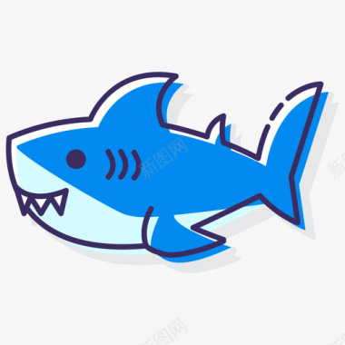鲨鱼动物22线形颜色图标图标