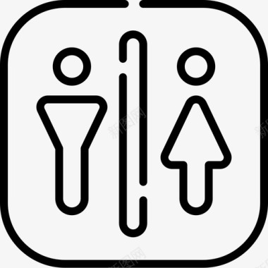 厕所信号和禁令4线性图标图标