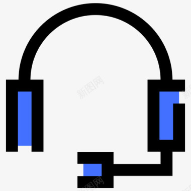 耳机商务367蓝色图标图标