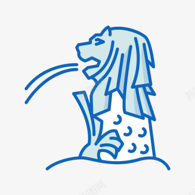鱼尾狮landmark16线性颜色图标图标