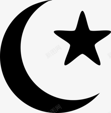 星星和新月克雷森伊斯兰教图标图标