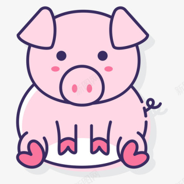 猪动物22线性颜色图标图标