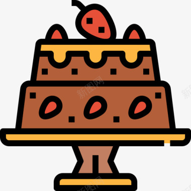 蛋糕咖啡店113线性颜色图标图标