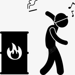 职业健康安全管理鲁莽工人危险爆炸图标高清图片