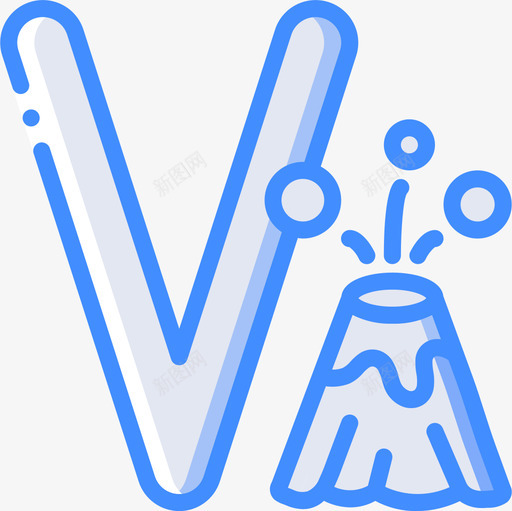 字母V语音4蓝色图标svg_新图网 https://ixintu.com 字母 蓝色 语音
