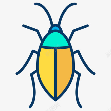 蟑螂昆虫35线形颜色图标图标