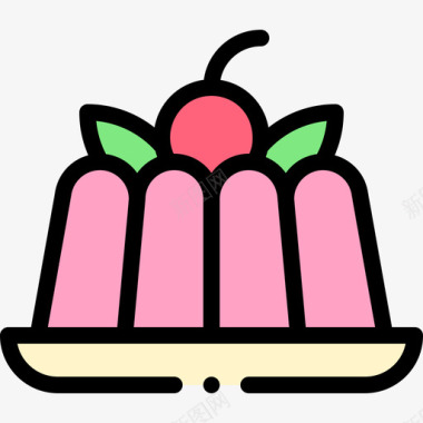 果冻甜点和糖果6线性颜色图标图标