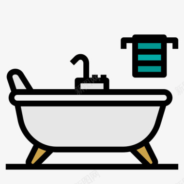 浴缸家装50线颜色图标图标