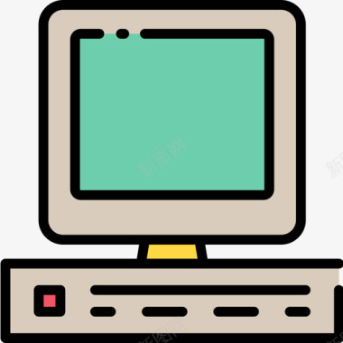 电脑80年代图标2线性颜色图标