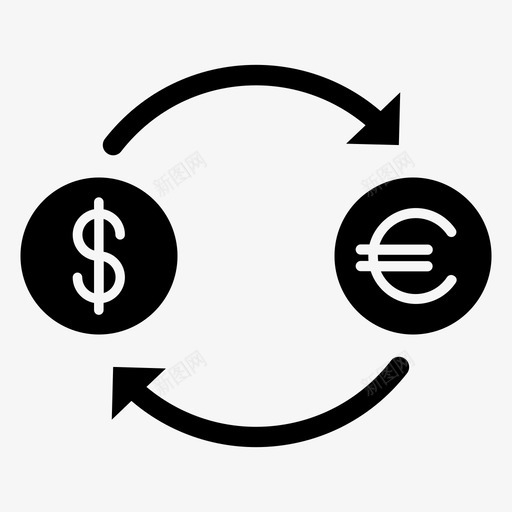 汇率货币兑换美元图标svg_新图网 https://ixintu.com 兑换 欧元 汇率 美元 货币