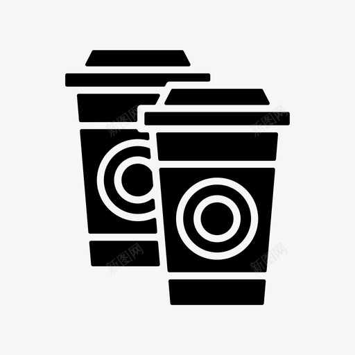 两杯咖啡外卖咖啡固体图标svg_新图网 https://ixintu.com 两杯咖啡 咖啡固体 外卖