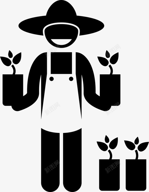 有苗农民农业种植图标svg_新图网 https://ixintu.com 农业 有机食品农场 有苗农民 种植