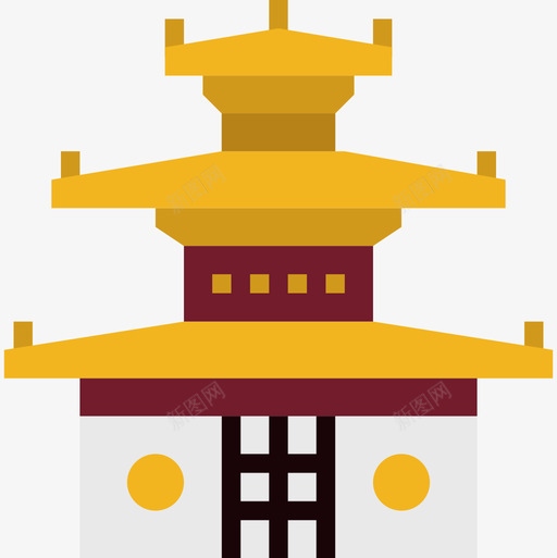 不丹亚洲国家地标3座平坦图标svg_新图网 https://ixintu.com 不丹 亚洲国家地标3座 平坦