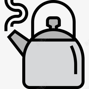 水壶厨房和炊具4线性颜色图标图标
