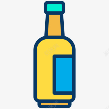瓶51号酒吧线性颜色图标图标