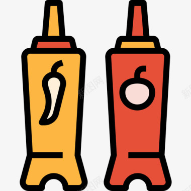 酱汁咖啡店113线性颜色图标图标