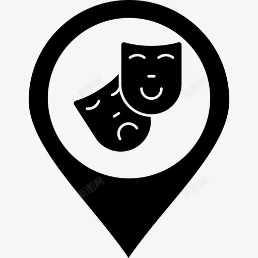 剧院地图面具图标svg_新图网 https://ixintu.com v28 剧院 图钉 地图 电影 面具