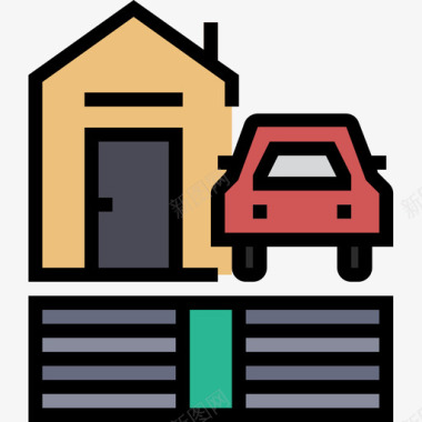房地产银行和金融30线性颜色图标图标