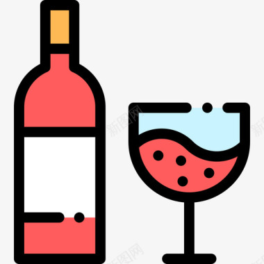 葡萄酒过敏20线性颜色图标图标