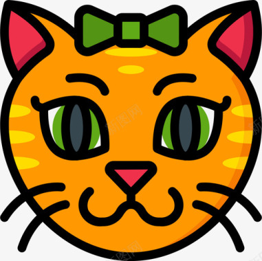 快乐猫化身4线性颜色图标图标