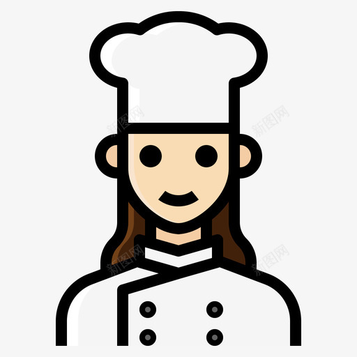 厨师职业女性3线性颜色图标svg_新图网 https://ixintu.com 厨师 线性颜色 职业女性3