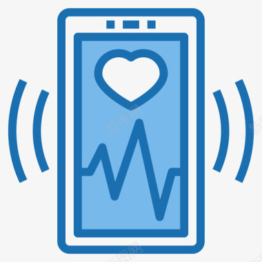 心脏监护移动接口9蓝色图标图标