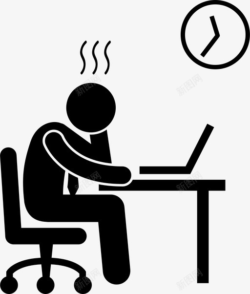 加班员工精疲力尽图标svg_新图网 https://ixintu.com 办公室 加班 员工 愤怒和不愉快的商人的数字 精疲力尽 过度工作