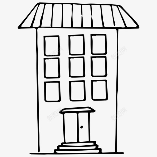 房子城市手绘图标svg_新图网 https://ixintu.com 城市 房子 手绘